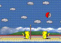 Pikachu playing volleyball