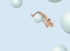 3d man falling through white spheres