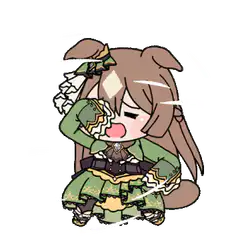 chibi girl in green dress waving