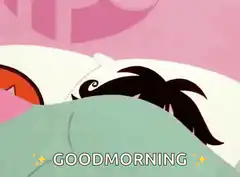 cartoon character waking up grumpy