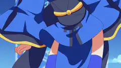 anime girl winking and posing