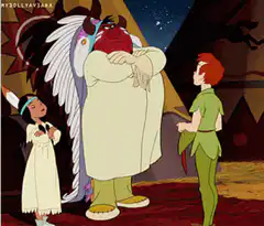 Peter Pan and Tiger Lily meet Chief Big Bear