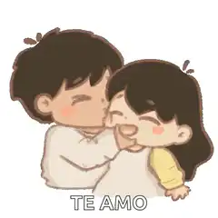 Cartoon couple kissing with te amo text