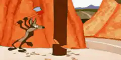 Wile E. Coyote hits a tree with a mallet