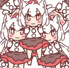 Chibi Reimu and Marisa dancing