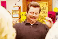 Ron Swanson headpats himself