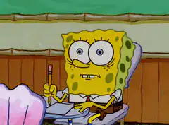 SpongeBob writing with pencil