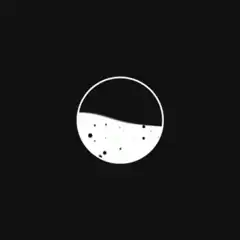 Black and white circle with liquid and bubbles