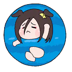 chibi girl floating in water
