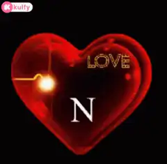 Red heart with love and N