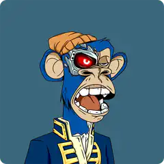 Blue monkey with red cybernetic eye
