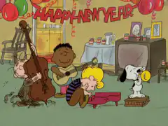 Peanuts gang playing instruments for New Year