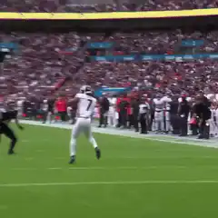 Atlanta Falcons player stiff arms Jacksonville defender