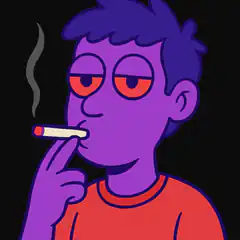 purple guy smoking cigarette