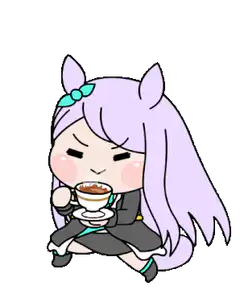 Chibi horse girl drinking tea