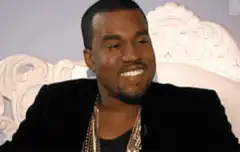 Kanye West smiling then serious