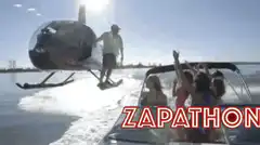 Man jumps from helicopter into boat