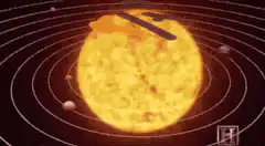 Sun with sad face melting Earth