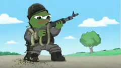Pepe the Frog soldier shooting a gun