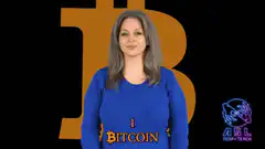 Woman signing Bitcoin in ASL