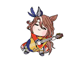 chibi horse girl playing guitar