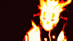 Naruto glowing in orange chakra