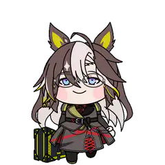 chibi wolf girl with glasses and suitcase