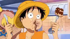 Luffy and Brook eating octopus