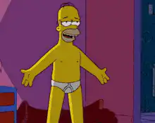 Homer Simpson in underwear with Marge