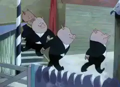 Three Little Pigs dancing in suits