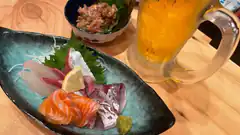 sashimi platter with beer