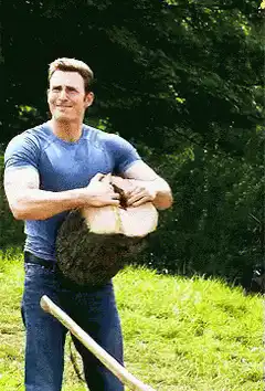 Chris Evans throws a log