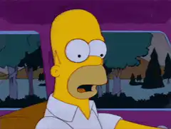 Homer Simpson gets hit with a pie