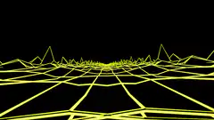 Yellow wireframe grid landscape
