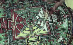 Hand drawing mandala on carpet