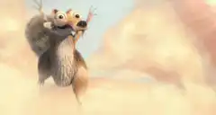 Scrat falling through clouds