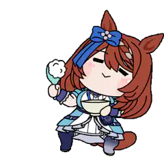 Chibi horse girl eating ice cream