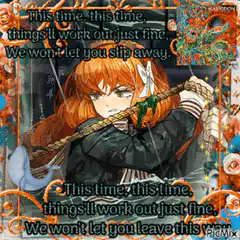 Orange-haired anime girl holding rope