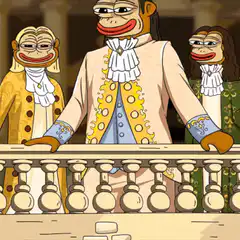 Three monkeys in 18th century wigs