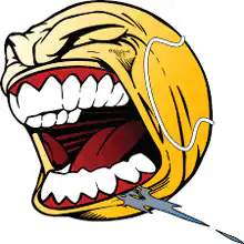 Angry yellow emoji screaming