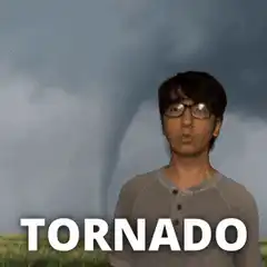 Man turns to look at tornado