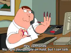 Peter Griffin manicures nails on phone