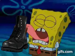 SpongeBob licking a boot