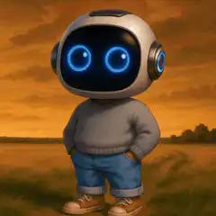 Robot saying GM in a field