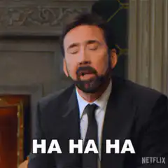 Nicolas Cage laughing HA HA HA