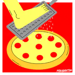 foot grating cheese on pizza