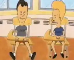 Beavis and Butt-Head sitting in chairs