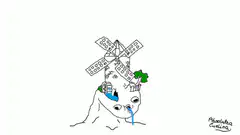 Crying Earth with Windmill