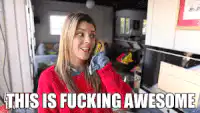 Woman on phone says this is fucking awesome