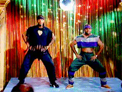 Two men dancing on stage